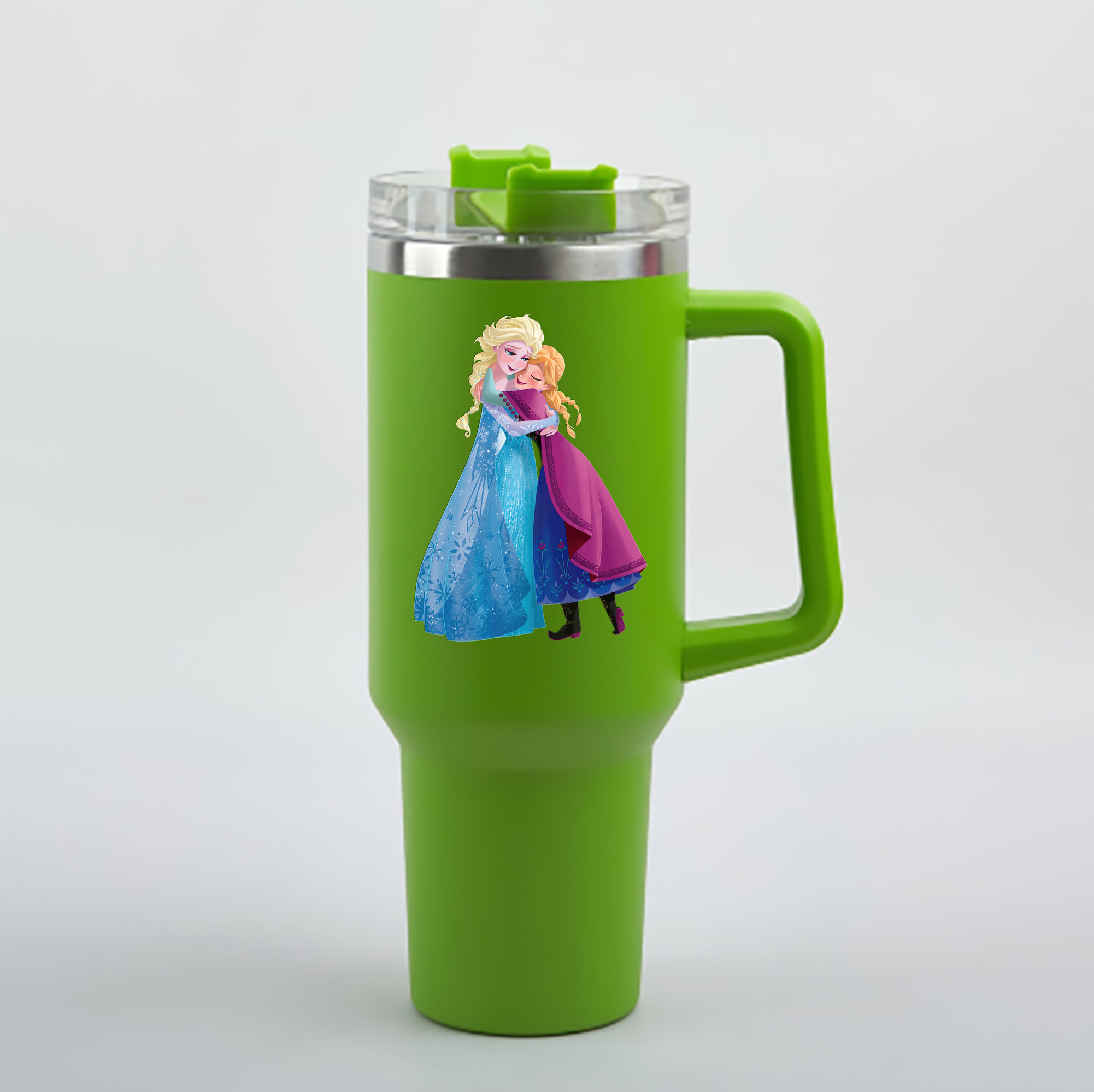 （画像用） アナと雪の女王 アンナ エルサ Frozen Anna Elsa 1200mL車用タンブラー - クリスタルステッカー（プラスチックストロー付き）